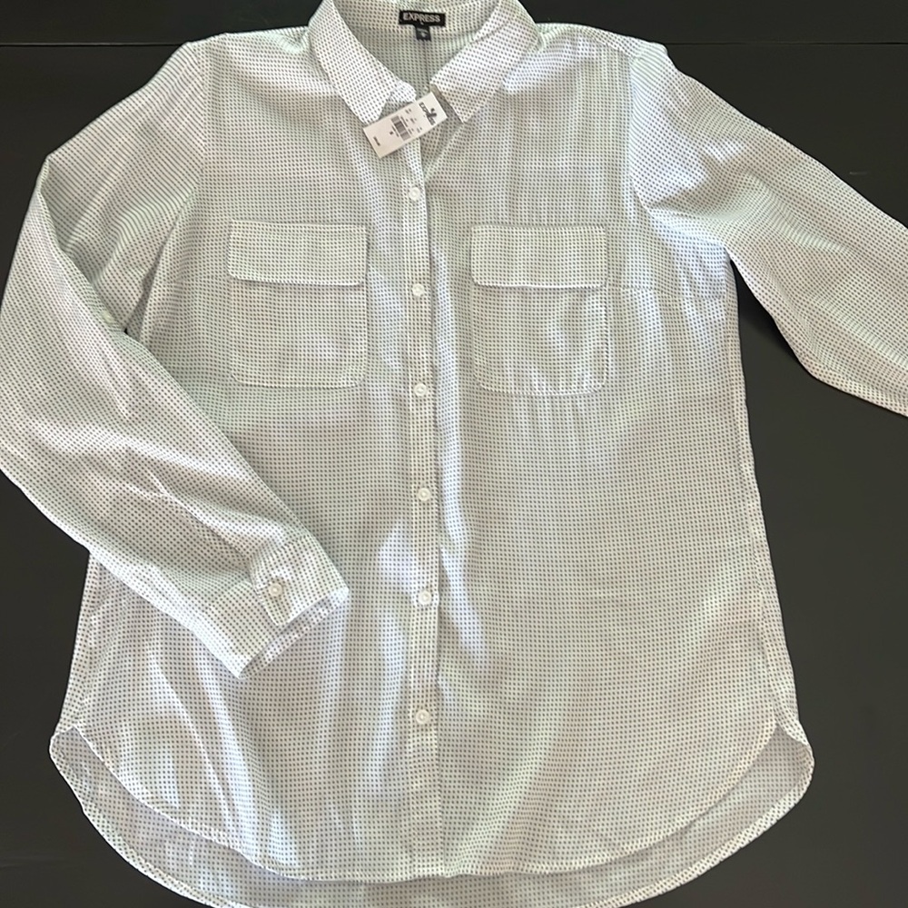 *NWT* Express Micro Polka Dot Buttondown Blouse